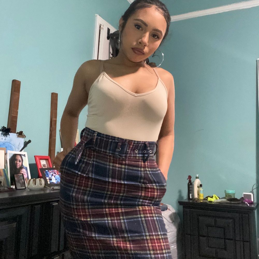 Hey Wait A Check Belted Midi Skirt - Picture 7 of 9